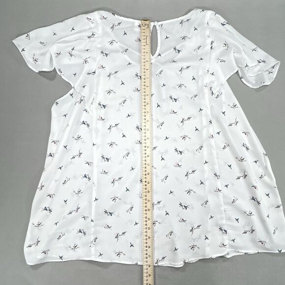 Torrid Top Women's 3 3X White Cottagecore Boho Beachy Birds Criss Cross Flutter - Picture 11 of 14